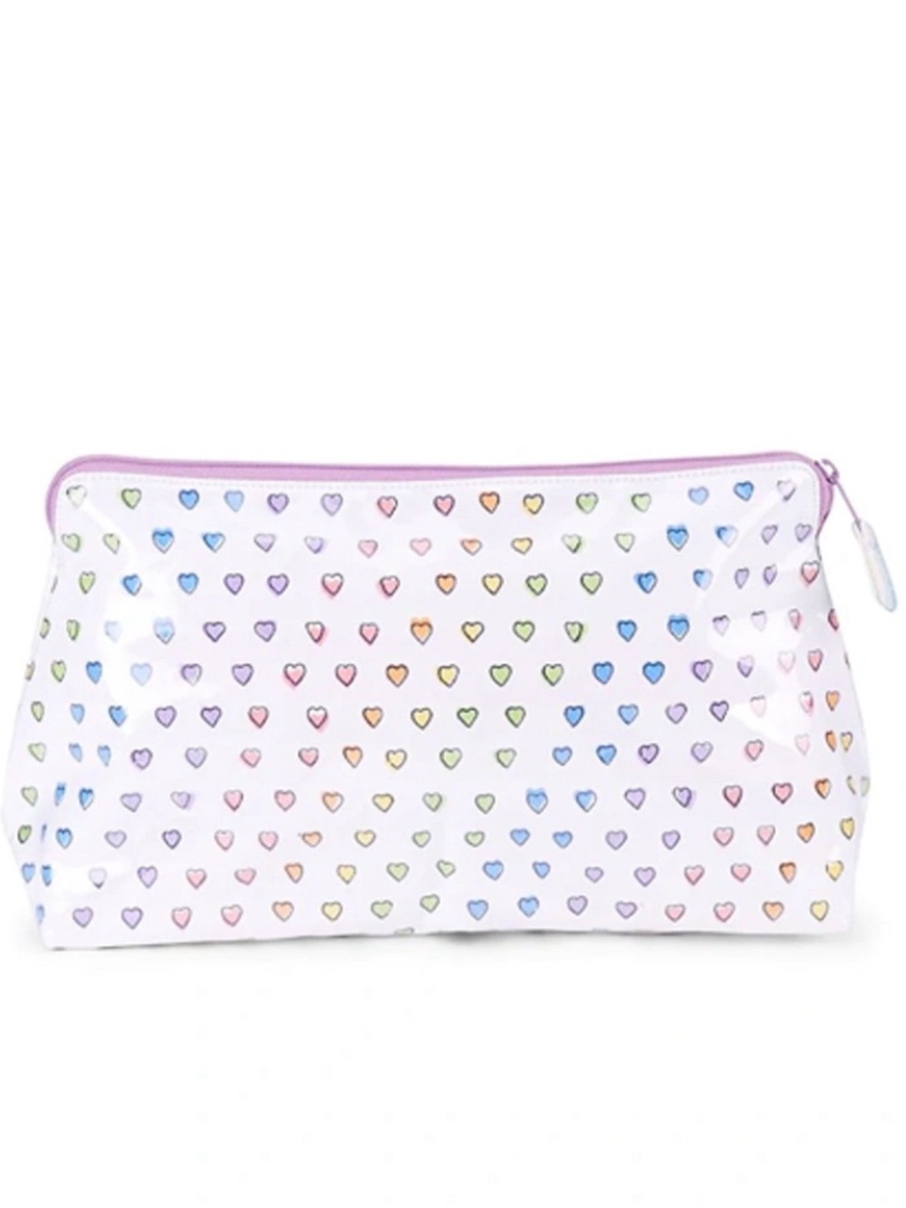 Roller Rabbit White Cosmetic Pouch with Rainbow Heart Print